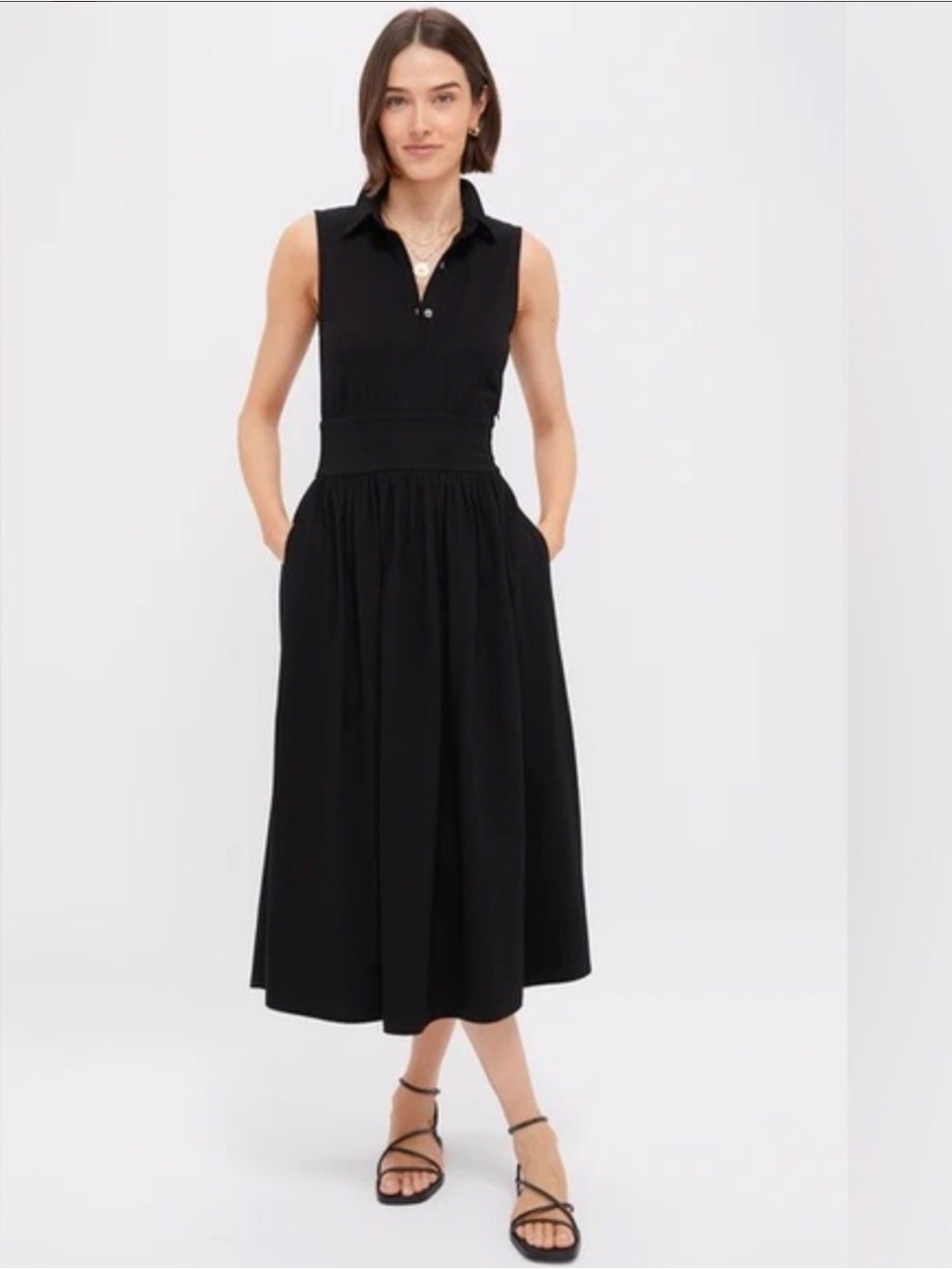 Pomander Place Tuckernuck Women’s Mikala Maxi Dress Black Small Collared Cotton